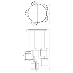 żyrandol plate 440  black/wood (black/gold cylindric shade 2932) 5 4132