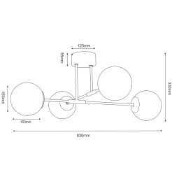 plafon  black/chrome 4xE27 4276