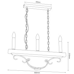 żyrandol  black/wood 3xE14 4523