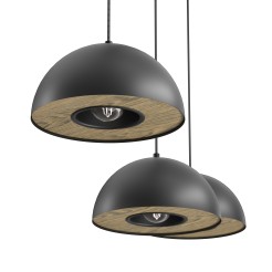 żyrandol listwa  dia 280 black/wood decor 3xE27 4542