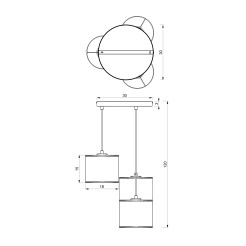 żyrandol  talerz dia 300, black, cylinder shade dia 180, h 150 black 3 5240