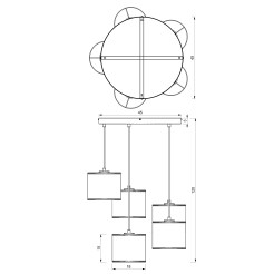 żyrandol   talerz dia 440, black, cylinder shade dia 180, h 150 black 5 5241