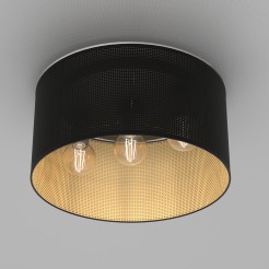 plafon  black, cylinder shade dia 400 h 200 black/gold 3 5247