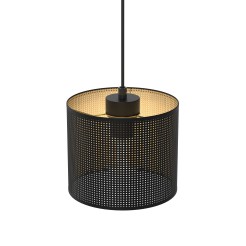 żyrandol  black, cylinder shade dia 180, h 150 black/gold 1 5250