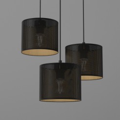 żyrandol  talerz dia 300, black, cylinder shade dia 180, h 150 black/gold 3 5254