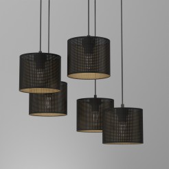 żyrandol   talerz dia 440, black, cylinder shade dia 180, h 150 black/gold 5 5255