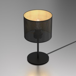 lampka gab.  H 34 black, cylinder shade dia 180, h 150 black/gold 1 5256