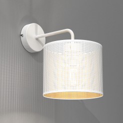 kinkiet  white, cylinder shade dia 180, h 150 white/gold 1 5259