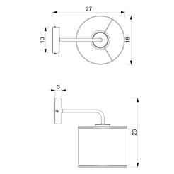 kinkiet  white, cylinder shade dia 180, h 150 white/gold 1 5259