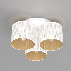 plafon  white, cylinder shade dia 180, h=150, white/gold 3 5262