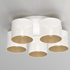 plafon  white, cylinder shade dia 180, h=150, white/gold 5 5263