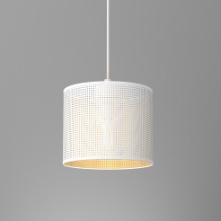 żyrandol  white, cylinder shade dia 180, h 150 white/gold 1 5264