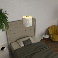 żyrandol  white, cylinder shade dia 180, h 150 white/gold 1 5264