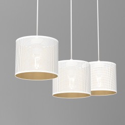 żyrandol listwa,  white, cylinder shade dia 180, h 150 white/gold 3 5267