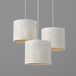 żyrandol talerz dia 300,  white, cylinder shade dia 180, h 150 white/gold 3 5268