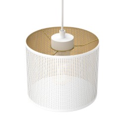 żyrandol talerz dia 300,  white, cylinder shade dia 180, h 150 white/gold 3 5268