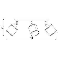 spot Rattan line bar 400 black, shade dia 100, h 100, 3xE27 5296