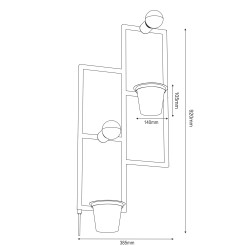 kinkiet , 2 black flower pots, black 2xE27 5336