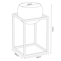 flower stand black with  round pot 513x290x290 9004