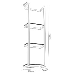 wall rolled towels hanger with wooden shelfs, vertical 78 cm, white 9031