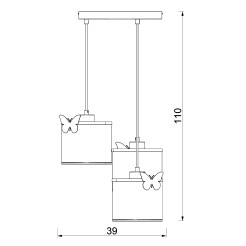 żyrandol  Butterfly white, shade dia 180/h 150 white 3xE27 9406