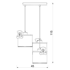 żyrandol  Bear pink, shade dia 180/h 150 white 3xE27 9419
