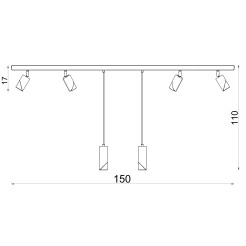 spot  line bar 1500, black/gold 6xGU10 9637