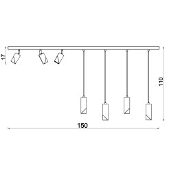 spot  line bar 1500, black/gold 7xGU10 9638