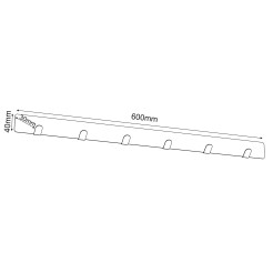 wall towel hanger 60 cm - multiple - 6 rack, black 9858