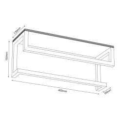 wall towel hanger 40 cm with plywood shelf, white 9865