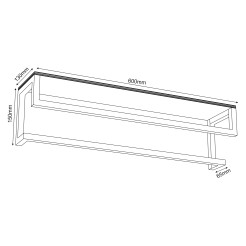 wall towel hanger 60 cm with plywood shelf, black 9866