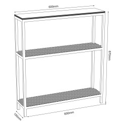 3-tiered console with plywood top, black 9883