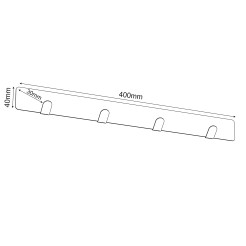 wall towel hanger 40 cm - multiple - 4 rack, black 9902