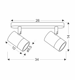 TOBI LAMPA SUFITOWA LISTWA CZARNY 2X15W GU10 KLOSZ CZARNY+ZŁOTY 92-27429