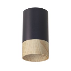 CONTI LAMPA SUFITOWA TUBA 1X15W GU10 5,5/10 CZARNY+DREWNIANY 2228341