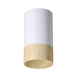 CONTI LAMPA SUFITOWA TUBA 1X15W GU10 5,5/10 BIAŁY+DREWNIANY 2228358