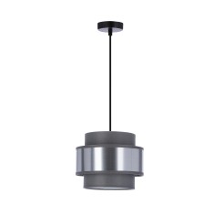 Hare lampa wisząca czarny 1x60W E27 abażur szary+srebrny 31-18410