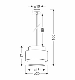 Hare lampa wisząca czarny 1x60W E27 abażur szary+srebrny 31-18410