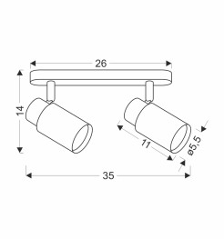 Claro lampa sufitowa listwa biały 2x15W GU10 klosz biały+drewniany 92-27719