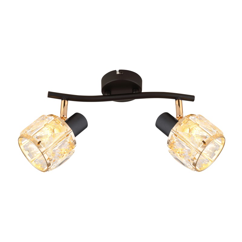 Dubai lampa sufitowa listwa czarny 2x40W E14 klosz różowy złoty kryszt transp 92-30177