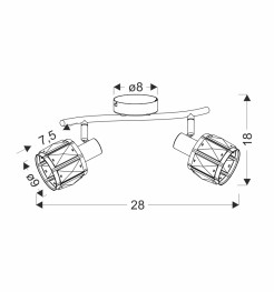 Dubai lampa sufitowa listwa czarny 2x40W E14 klosz różowy złoty kryszt transp 92-30177