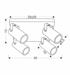 Gary lampa sufitowa plafon czarny 4x15W GU10 klosz czarny 98-28143