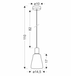 Udin middle lampa wisząca czarny 1x15W GU10 klosz szary 31-26934