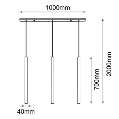 Lampa wisząca Akadi 3 - Mosiądz polerowany-czarna (700 mm) 8885 Antigo