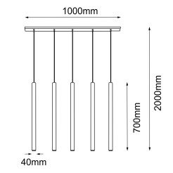 Lampa wisząca Akadi 5 - Mosiądz polerowany-czarna (700 mm) 8887 Antigo