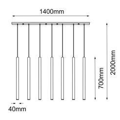 Lampa wisząca Akadi 7 - Mosiądz polerowany-czarna (700 mm) 8889 Antigo