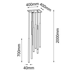 Lampa wisząca Akadi 8 - Mosiądz polerowany-czarna (700 mm) 8891 Antigo