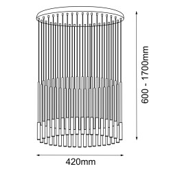 Lampa wisząca Lara 35 - Mosiądz polerowany-czarna (420 mm) 8348 Antigo