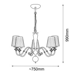 Lampa wisząca Lilosa 5 - Mosiądz polerowany (750 mm) 8679 Antigo