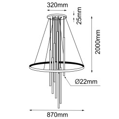 Lampa wisząca Luna - Mosiądz mat-czarna 3000K 8978 Antigo